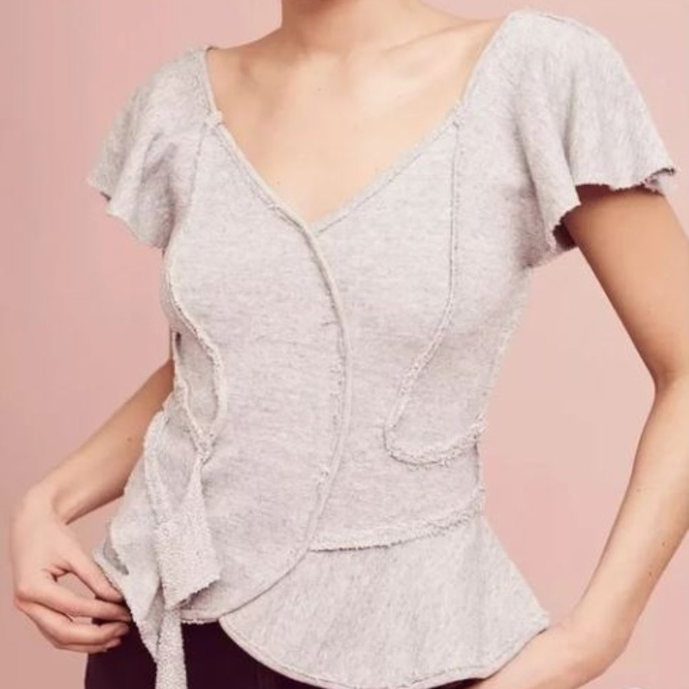 Anthropologie Deletta Asymmetric Pieced Raw Hem Peplum Top